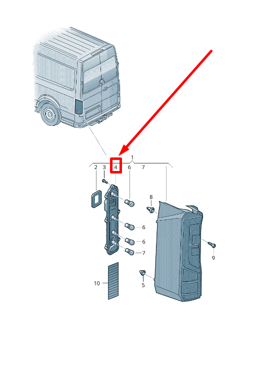 NEW VW CRAFTER FLATBED SZ REAR LEFT BULB CARRIER HOLDER 7C0945257A ORIGINAL