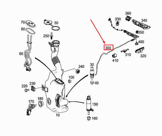 NEW MERCEDES-BENZ SLK R172 WASHER HOSE WITH NOZZLE A1728600592 ORIGINAL
