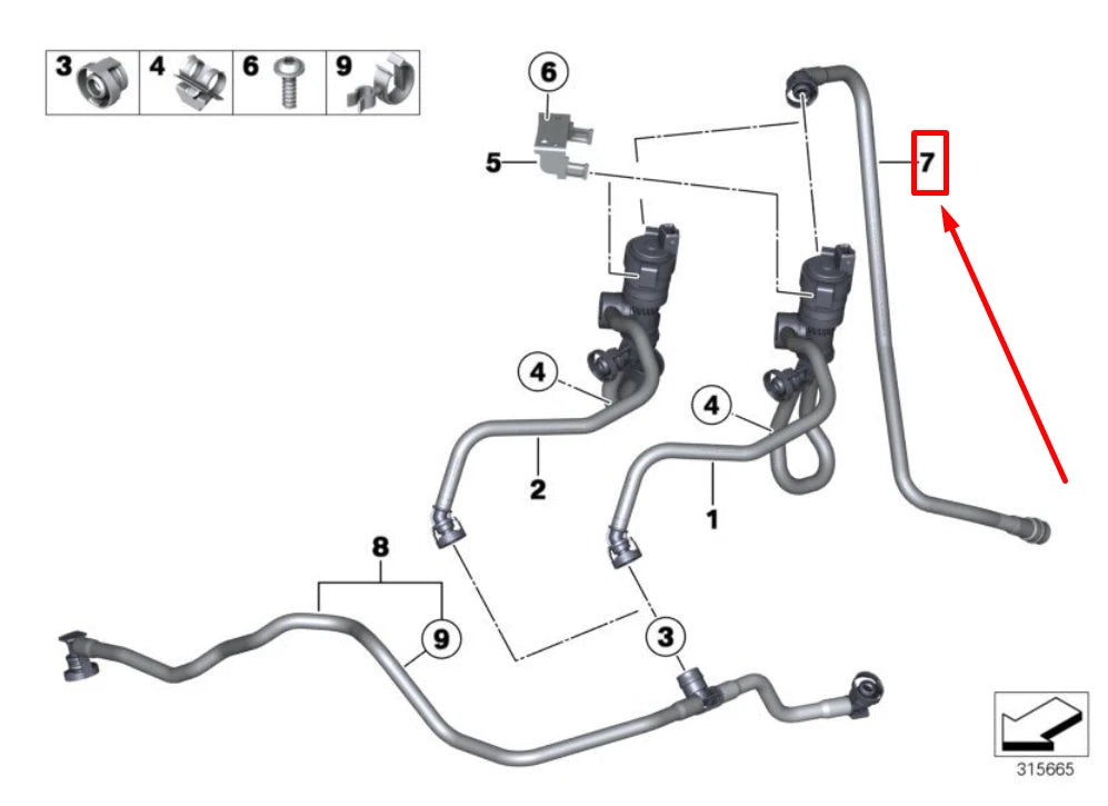 NEW BMW 3 F30, F80 FUEL TANK BREATHER VALVE LINE 13907601515 7601515 ORIGINAL