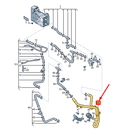 new vw e-golf mk7 hvac heater coolant hose 5qe819337an original