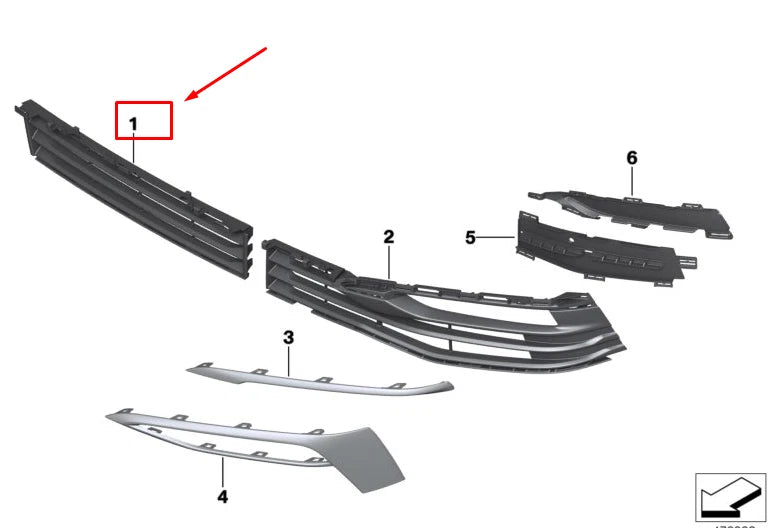 NEW BMW 5 TOURING G31 FRONT CENTER BUMPER AIR INTAKE GRILLE 51117385257 ORIGINAL