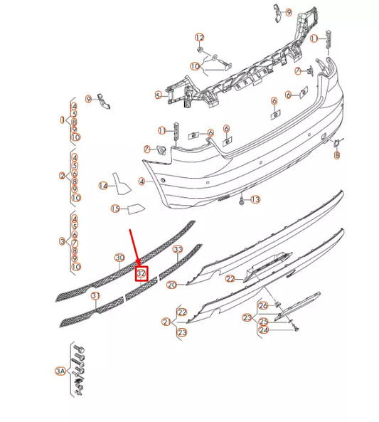 NEW AUDI A3 8V S-LINE REAR BUMPER CENTER TRIM 8V3807833 ORIGINAL