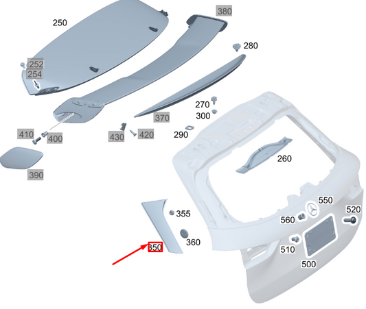 new mercedes-benz gla h247 left rear spoiler attachment a2477900300 original