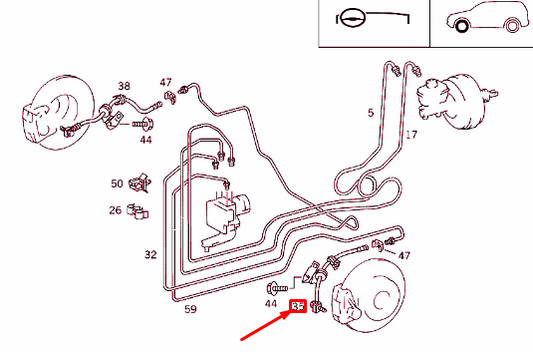 new mb ml w163 front left brake hose a1634202048 original