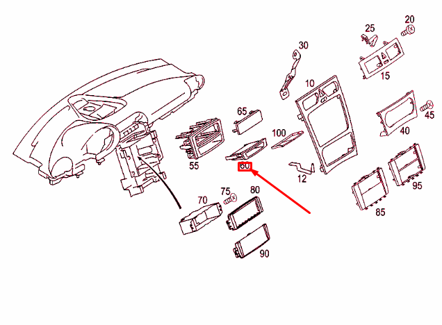 NEW MB C W203 CENTRE CONSOLE STOWAGE COMPARTMENT A20368302917C45 ORIGINAL