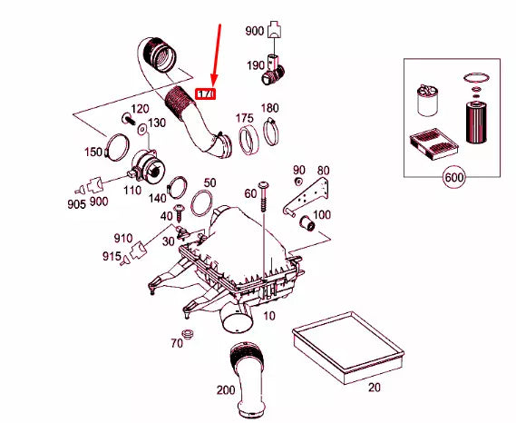 NEW MERCEDES-BENZ SPRINTER 906 CLEAN AIR DUCT LINE A9065282224 ORIGINAL