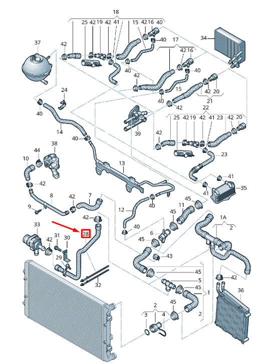 new audi tt 8j engine coolant hose 8j0121063b original