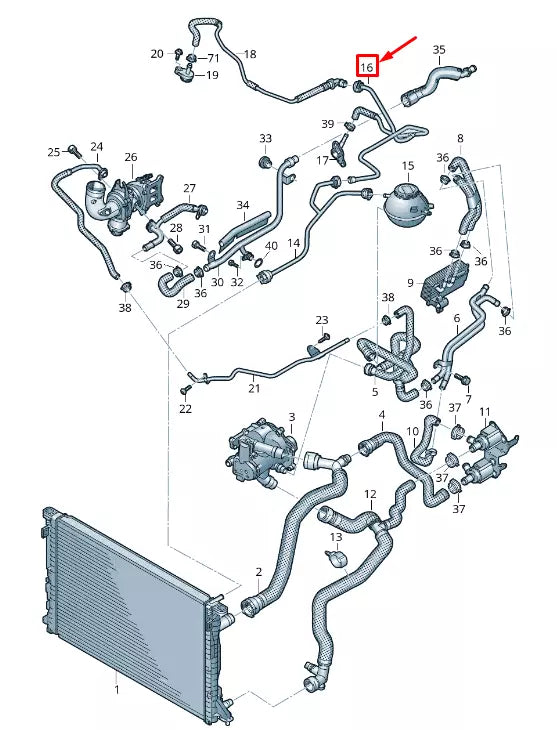 NEW AUDI Q5 FY ENGINE COOLANT BYPASS HOSE 80A121081DH ORIGINAL