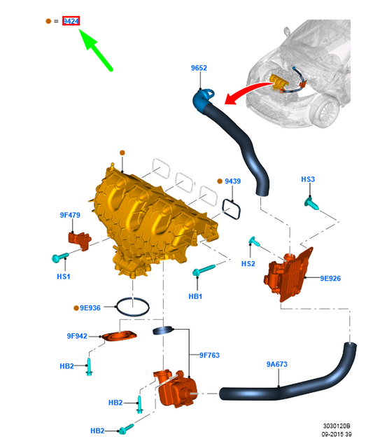 new ford focus mk3 c346 inlet manifold dm5e-9424-cb 5235220 original