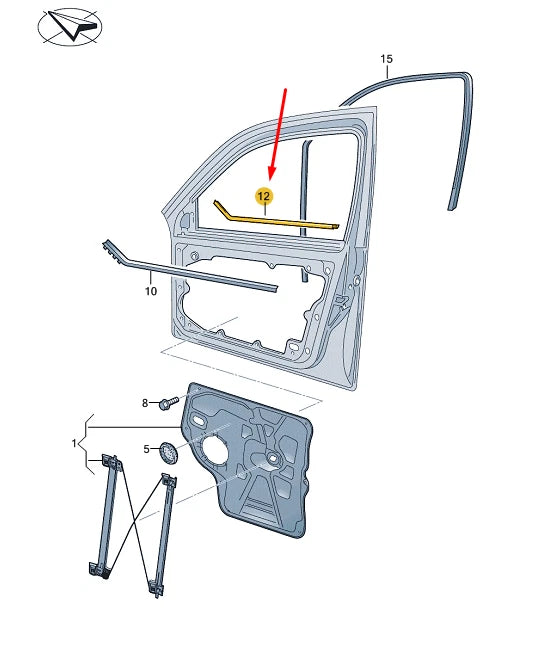 NEW VW TRANSPORTER T6 FRONT LEFT DOOR WINDOW OUTER SEAL 7LA837703A ORIGINAL