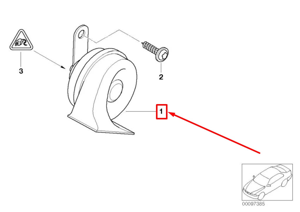 NEW BMW 7 E65, E66, E67 LOW PITCH HORN SIGNAL 61336968441 6968441 ORIGINAL