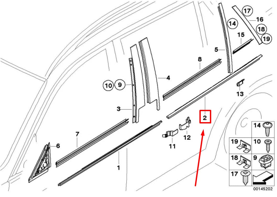 NEW BMW 3 TOURING E91 REAR LEFT OUTER WEATHERSTRIP 7220191 51357220191 ORIGINAL