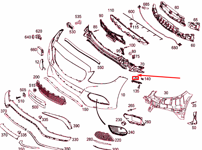 NEW MERCEDES-BENZ C W205 FRONT BUMPER RIGHT MOUNTING RAIL A2058852121 ORIGINAL
