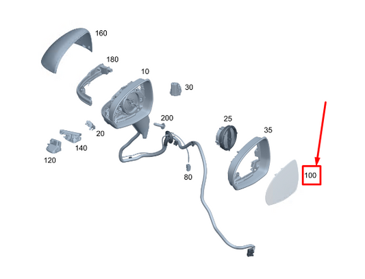 new mercedes-benz eqs v297 front left door mirror glass rhd a0998106901 original