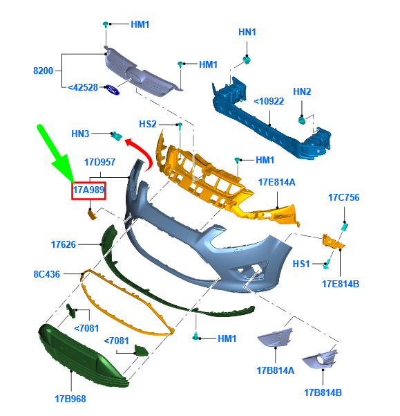 new ford grand c-max mk2 front bumper cover trim 1686590 original