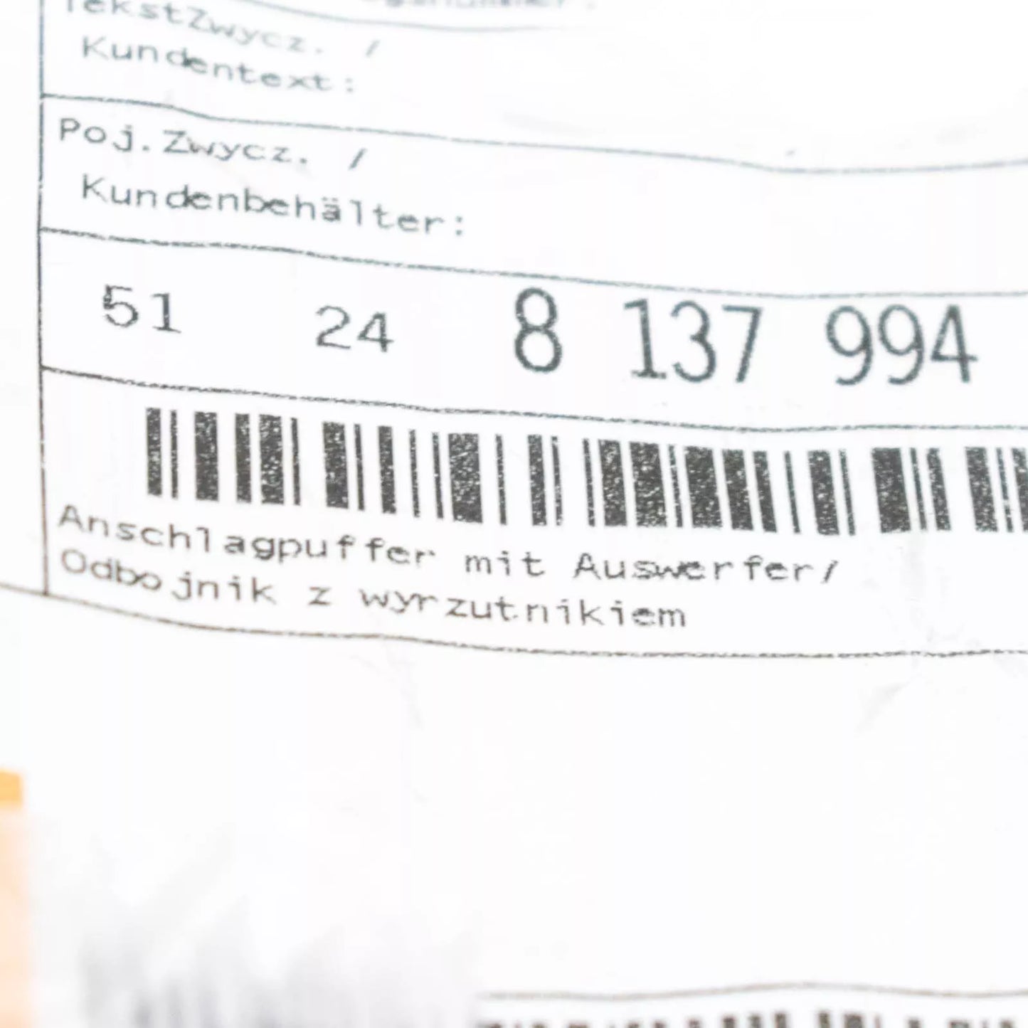 NEW BMW 3 E46 CABRIO TRUNK LID BUFFER STOP W EJECTOR 51248137994 ORIGINAL