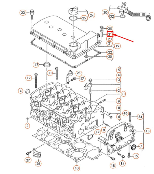 NEW AUDI A3 8P ENGINE VALVE COVER GUIDE SLEEVE 022103831C ORIGINAL