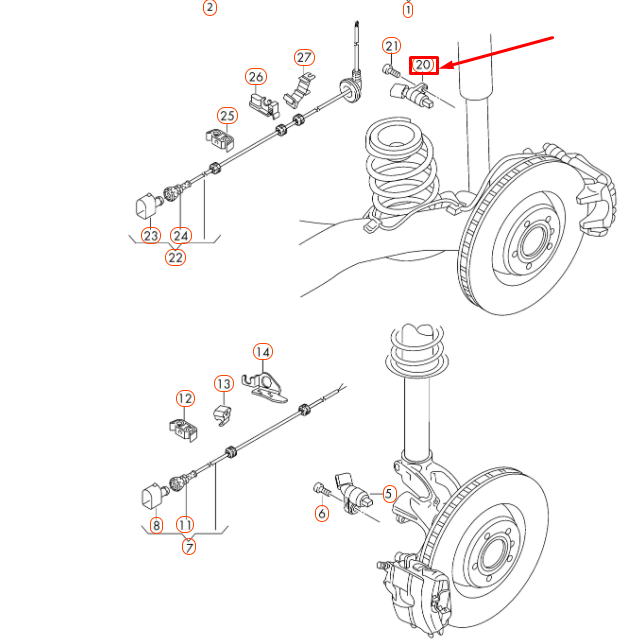 new audi a1 8x rear right speed sensor wht003858 original