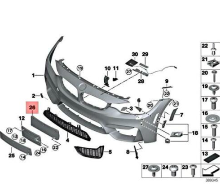 new bmw m3 f80 front bumper license plate cover chn 51118056775 original