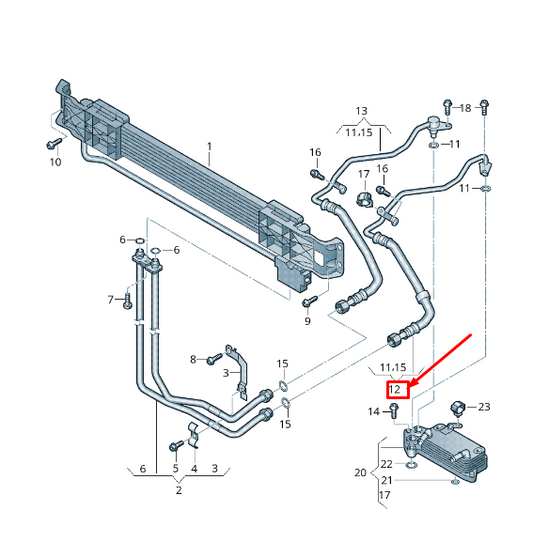 new vw cc 35 automatic transmission oil pressure return line 3c0317825a original
