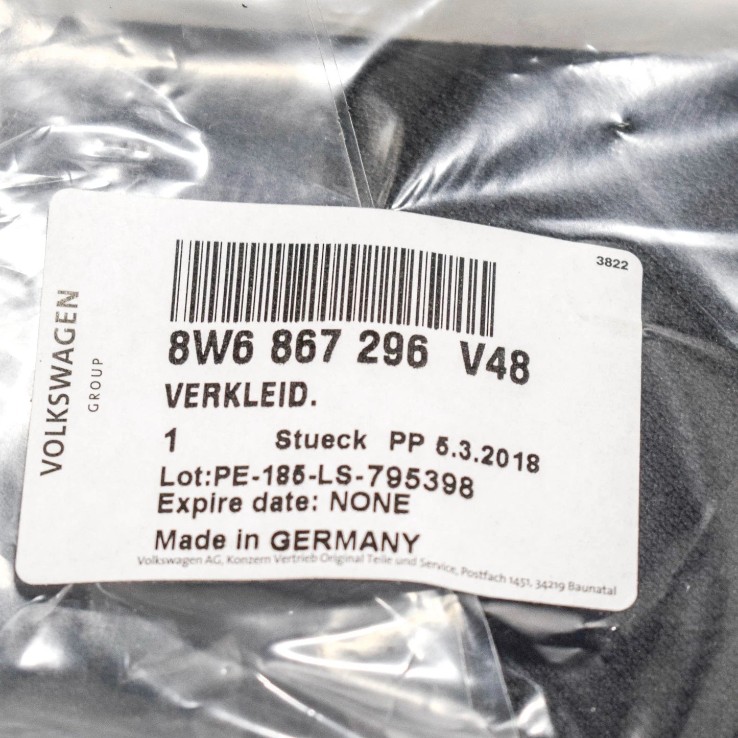 NEW AUDI A5 S5 8W6 CONVERTIBLE RIGHT LINING INTERIOR 8W6867296 V48 ORIGINAL