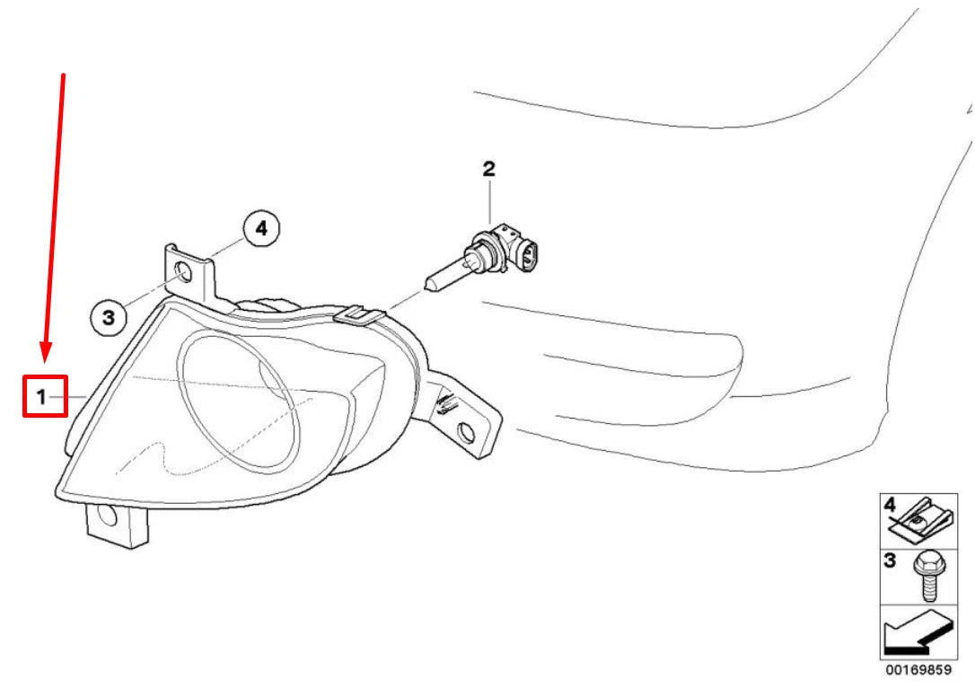 NEW BMW 3 E90 FRONT LEFT FOG LIGHT 7199893 63177199893 ORIGINAL