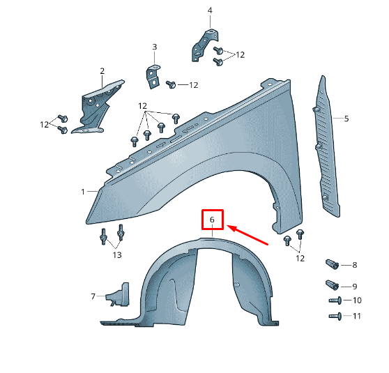 new skoda kamiq front left inner arch liner 658809957d original