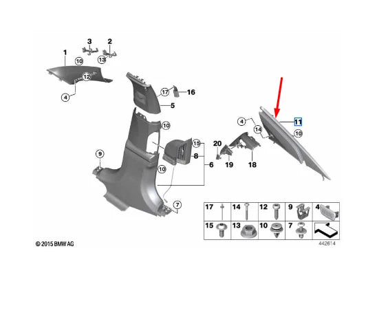 NEW BMW 7 G11 REAR RIGHT SIDE C PILLAR TRIM 51438062836 8062836 ORIGINAL