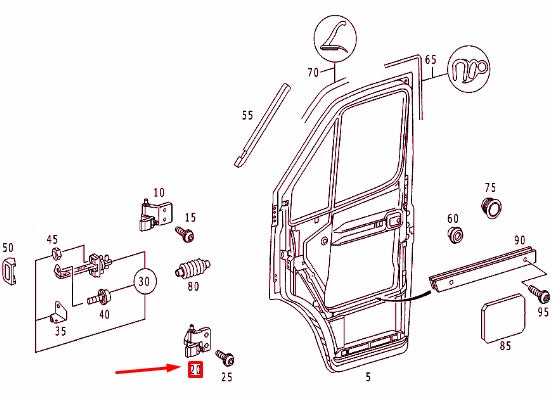 NEW MB SPRINTER 903 FRONT RIGHT DOOR BOTTOM HINGE A9017200837 ORIGINAL