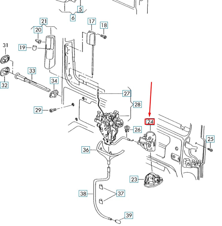 NEW VW TRANSPORTER T6 SLIDING DOOR RIGHT ROTARY LATCH LOCK 7E0843604E