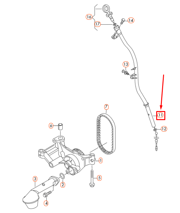 NEW AUDI A1 8X OIL DIPSTICK TUBE 03L103634H ORIGINAL