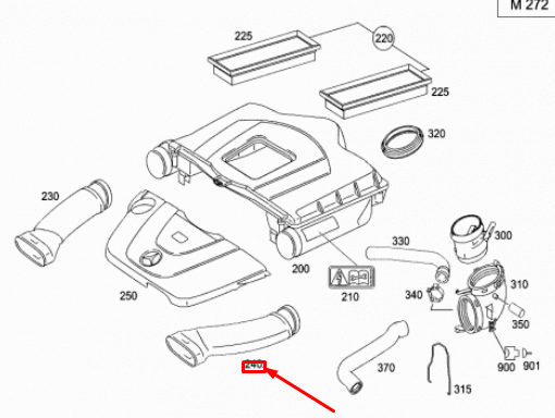 NEW MERCEDES-BENZ SLK R171 LEFT AIR INTAKE HOSE A2720941982 ORIGINAL