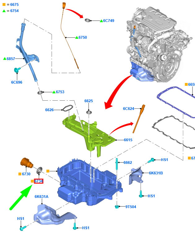 new ford tourneo connect mk2 oil drain plug gasket 1830728 ct1q-6734-aa original