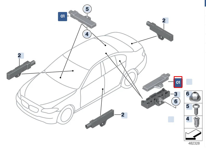 NEW BMW 5 F10 INTERIOR COMFORT ACCESS ANTENNA 65209220832 9220832 ORIGINAL