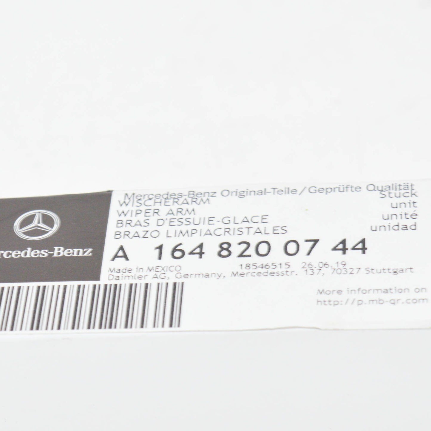 NEW MERCEDES-BENZ GLE TAILGATE WINDOW WIPER ARM A1648200744 ORIGINAL