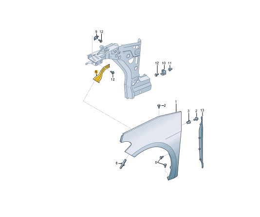 NEW VOLKSWAGEN ID.3 E11 FRONT RIGHT FENDER HOLDER BRACE 10A821136A ORIGINAL