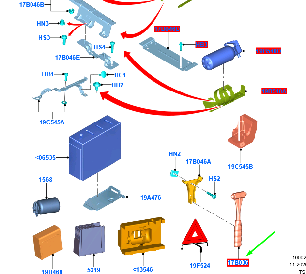 new ford transit mk4 emergency glass hammer 1c15-17b036-aa 4343969 original