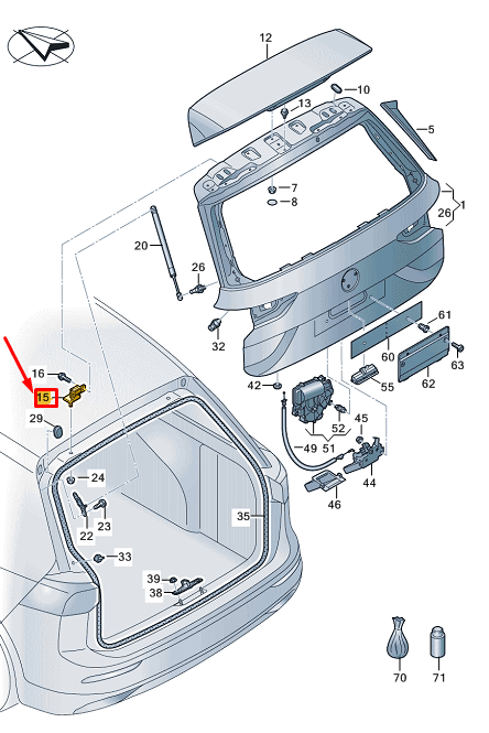 NEW VW GOLF CD MK8 TRUNK LID HINGE 5G6827301D ORIGINAL