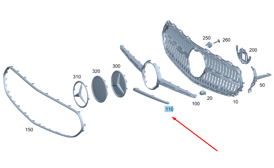 NEW MERCEDES-BENZ C W206 AMG FRONT RADIATOR GRILLE LEFT TRIM A2068886300