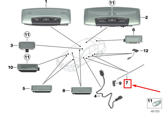 NEW BMW 4 F32,F82 FRONT LEFT DOOR OPTICAL CONDUCTOR 63319248665 9248665 ORIGINAL
