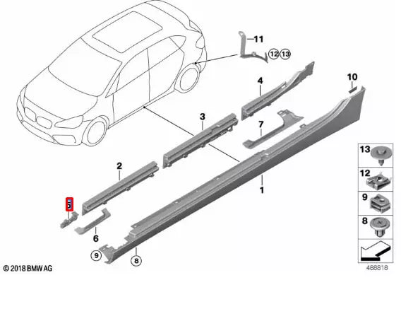 NEW BMW 2 ACTIVE TOURER F45 FRONT LEFT SIDE SIDESKIRT HOLDER 51127327319