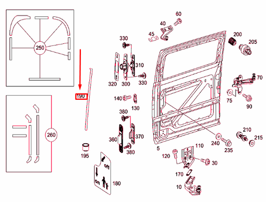 new mb vito w639 rear sliding door edge protection a6399850362 original