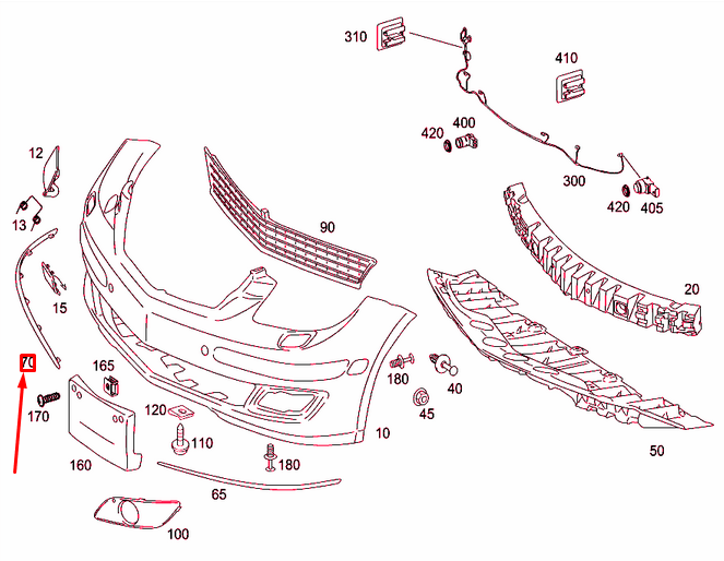 NEW MERCEDES-BENZ B W245 FRONT BUMPER RIGHT TRIM STRIP A1698851474 ORIGINAL