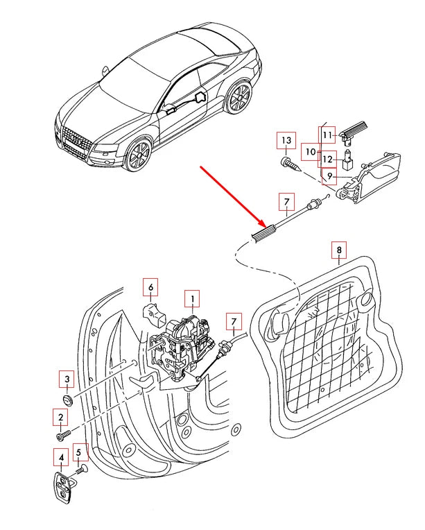 NEW AUDI A5 8T FRONT DOOR LOCK INNER HANDLE RELEASE CABLE 8T0837085 ORIGINAL