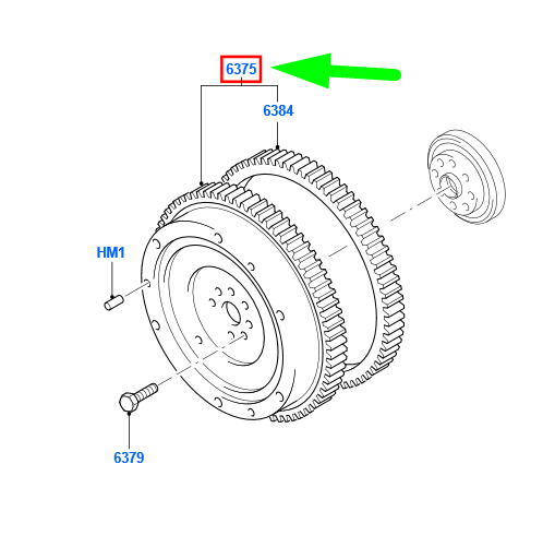 new ford transit connect mk1 flywheel assy 7t1q-6375-aa 1430566 original