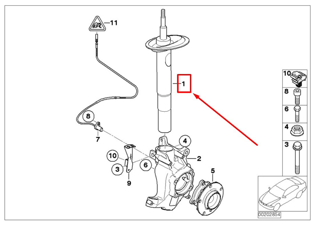 new bmw 7 e65, e66, e67 front right shock absorber 31316786534 6786534 original