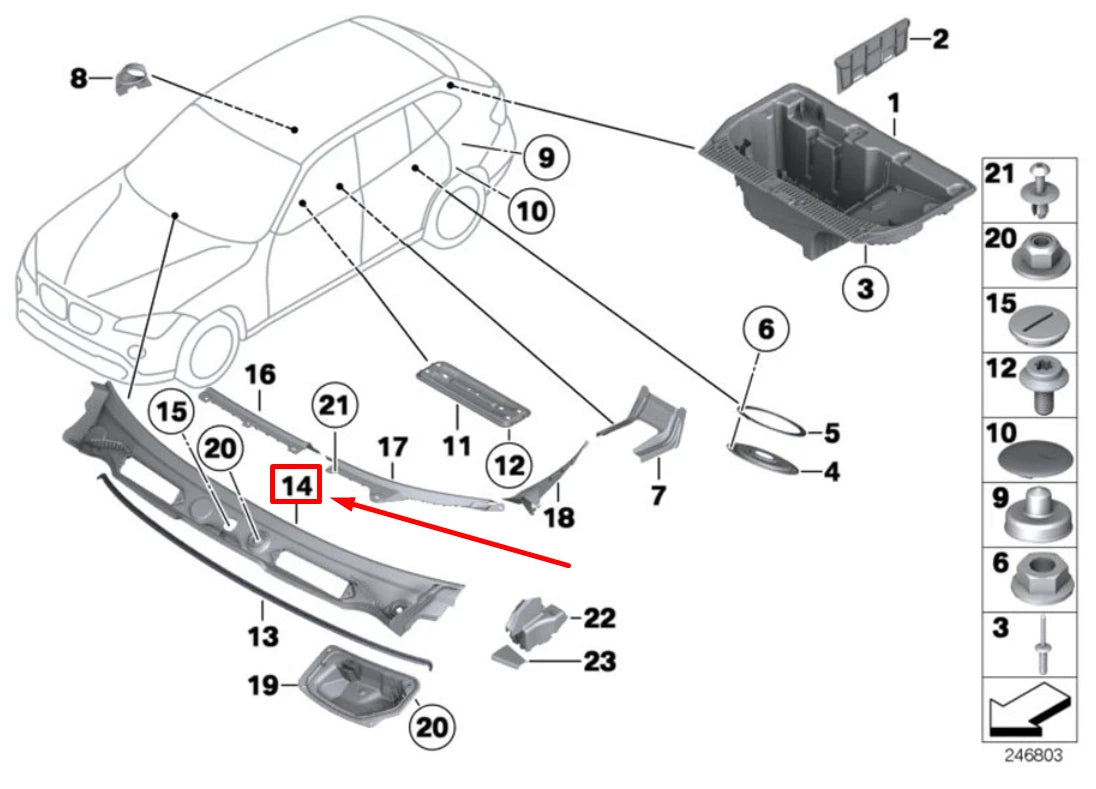 NEW BMW X1 E84 WINDSHIELD COWL 51712990023 2990023 ORIGINAL