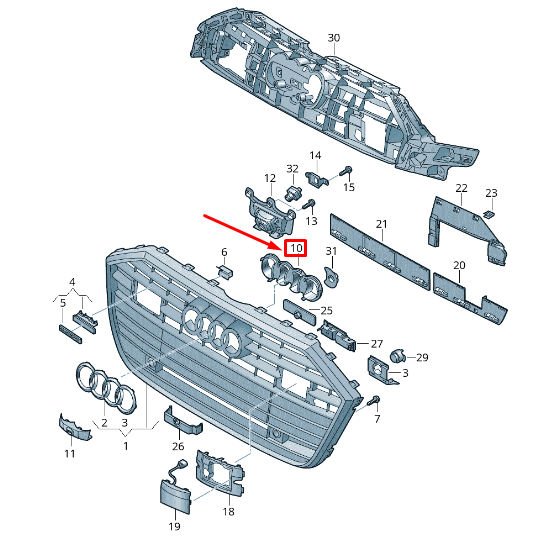 NEW AUDI A6 4A C8 RADIATOR GRILLE EMBLEM BRACKET 4K08530379B9 ORIGINAL