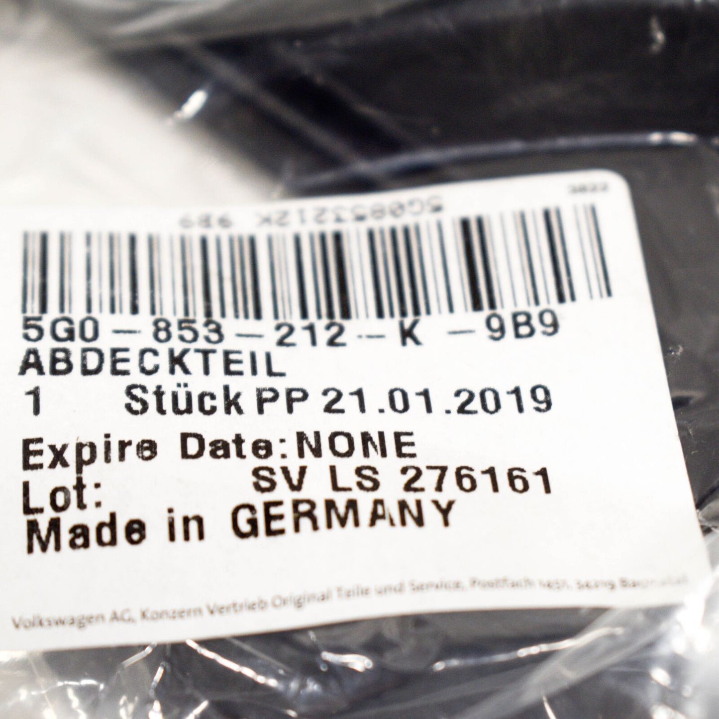 NEW VW GOLF MK7 FRONT BUMPER RIGHT COVER PLATE 5G0853212K9B9 ORIGINAL