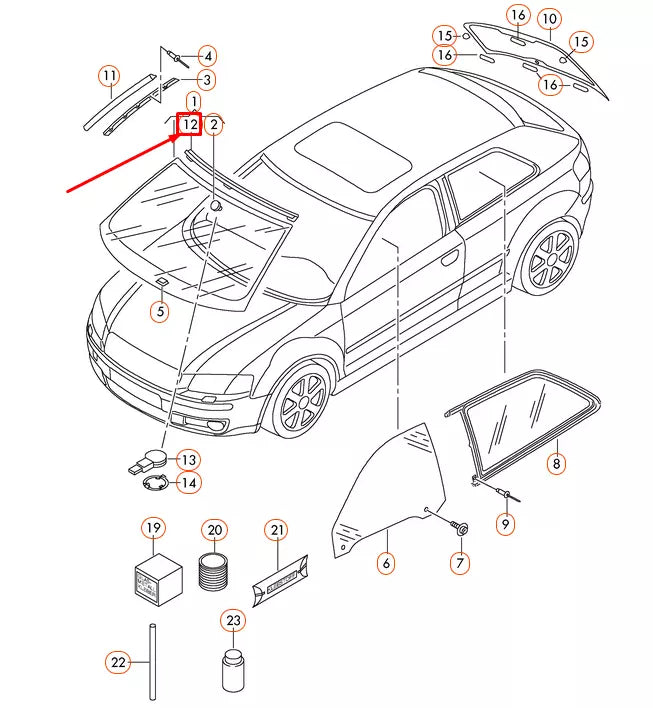 NEW AUDI A3 8P FRONT WINDSIELD UPPER MOLDING 8P0845522